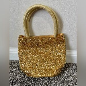 La Regale Gold Sequin & Bead Evening Bag With Matching Mini Coin Purse Mint Cond